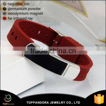 high quality eco-friendly gold plating stainless steel and silicone bracelet with energy elements interesting products