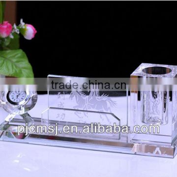 Exquisite Clear Crystal Stationery Set For Office With Horse Figurines