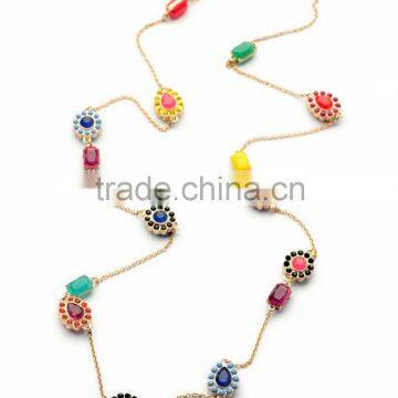 OEM/ODM Manufacture 2016 Fashion Design Colorful Beaded Lond Necklace for Summer and Spring