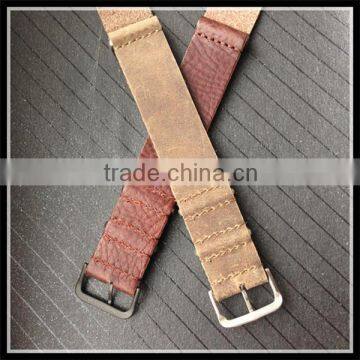 Real Leather Flat 1 Piece Nato Watch Strap Leather 20mm