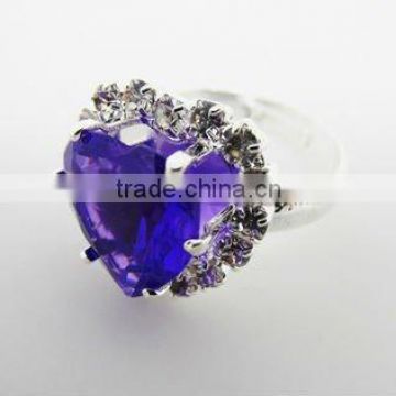 Ladies rhinestone heart rings,Purple heart ring,Fashion accessories