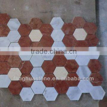 Hexagonal Floral Marble Tile