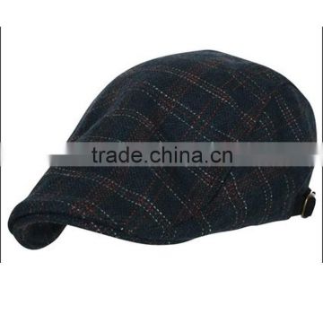 Classic style checked fabric gatsby cap