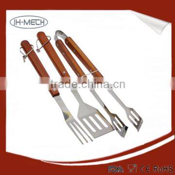 Wooden handle 3pcs bbq tool