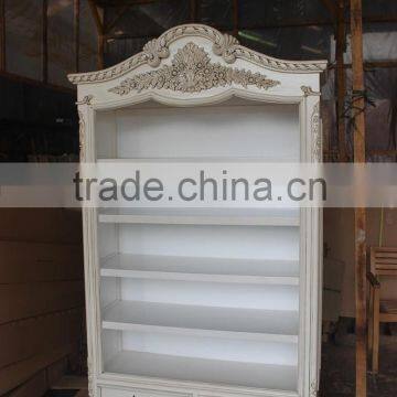 Antique White Paint Mahogany Bookcase With Drawers