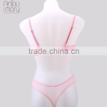 Ladies New Sheer Thin Mesh With Lace Soft Triangela Bra Mesh Panty Transparent Sexy Women Underwear Bra Set photo-2
