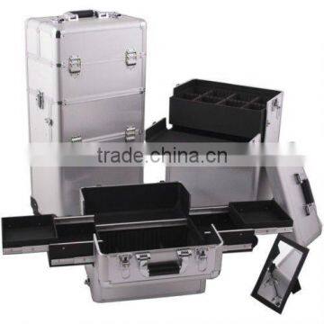 Makeup Artist Aluminum Rolling Cosmetic Train Case