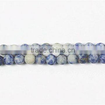 White Spot Blue Jasper Matte Plain Round