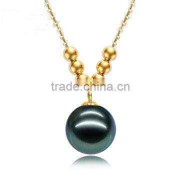 simple 18k light weight tahitian black pearl pendant
