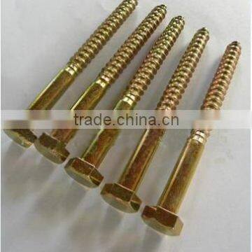 brass DIN571 Hex head coach screw self color