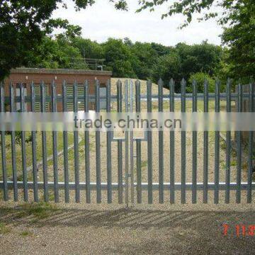 Top quality hot dipped galvanized steel palisade fencing gate