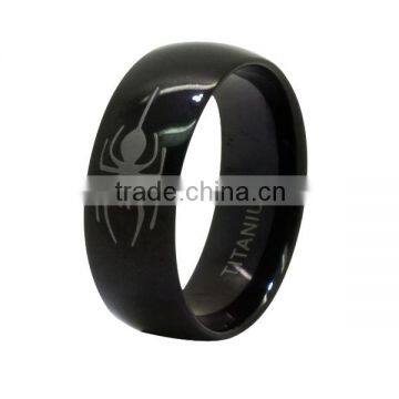 8mm Spider Black IP Titanium Plain Mirror Glassy Comfort Fit Wedding Band Ring