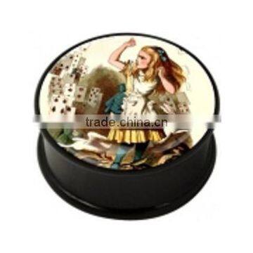 Beautiful Girl Print Acrylic Black Flesh Ear Plug Decorative Piercing Ear Plugs