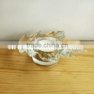 Clear Leafage Tree Leaves Crystal Glass Candlestick for Ornamentation