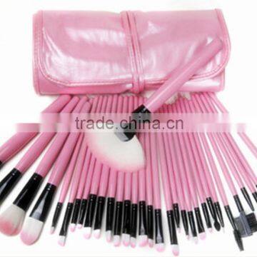 Professional 32 piece pink makeup brush set with pouch free sample