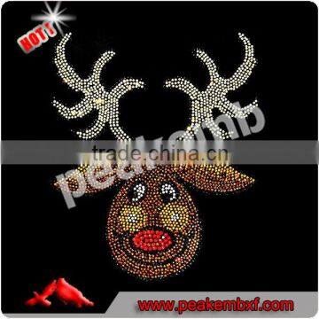 Santa Cute Reindeer Custom Rhinestone Designs Hotfix Transfer Iron On Christmas Costumes