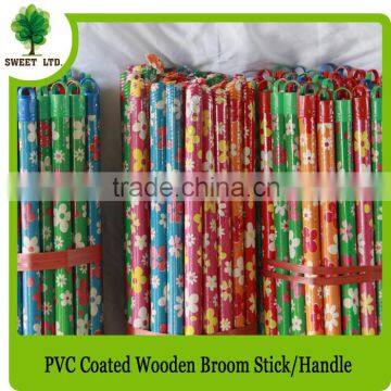 Cleaning tools mops handle colorful fower design wood broom stick