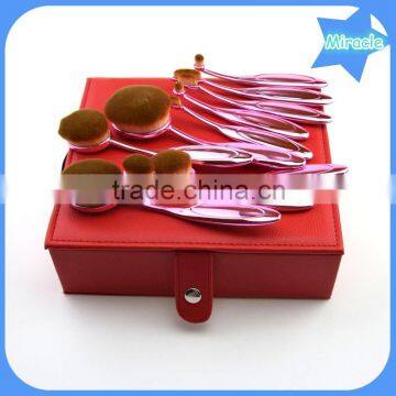 Top Quality Gift Box 10pcs Custom Makeup Brush Private Label BB Cream Toothbrush Make up Brushes Rainbow Oval Makeup Brush Set photo-3