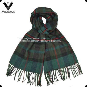 2017 Fashion New Unisex Acrylic Cashmere Brushed Stripe Plaid Scarf with Fringes