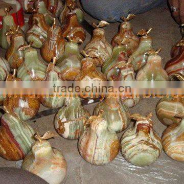 Pakistan Best Price KITCHEN AND DINING DECORATION ONYX PEAR WITH BRASS LEAF HANDICRAFTS photo-4