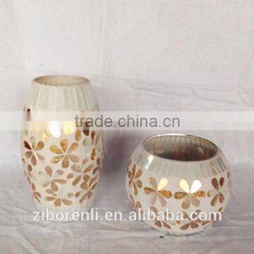 Different Shapes Golden Mosaic Glass Floral Vase photo-3