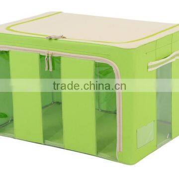 Foldable storage box with metal frame