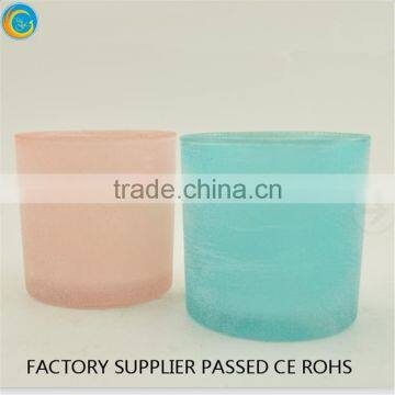 Sandblasting Color Blue Glass Votive Candle Holders photo-3