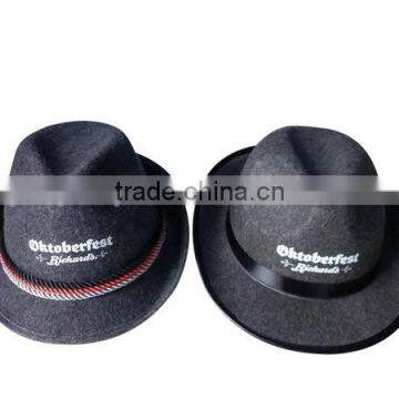 Hot Sale Black Custom Floppy Wool Fabric Material Bowler Fedora Hat With Ribbon for Party Events on Sale Made in China photo-2