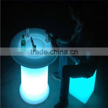 Outdoor Event Plastic Furniture Hotel Glow LED High Cocktail Table and Chair with High Top Ice Bucket with Remote Control