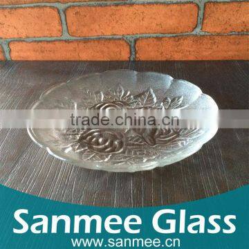 Rose Pattern Cheap Frosted Mini Decorative Glass Plates