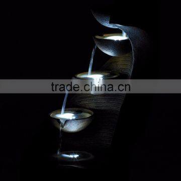 Modern Curved Cascading Zen Fountain With LED Light