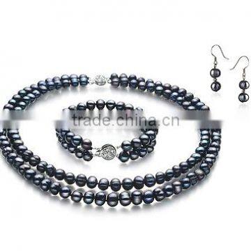 Black 6-7mm A Quality Freshwater Pearl jewllery set