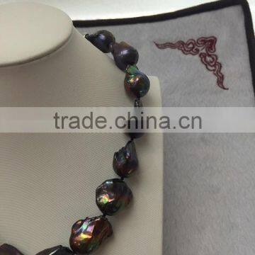 18-19 mm Black Baroque Freshwater Pearl Necklace photo-3
