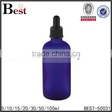 10ml 30ml 100ml glass bottle dropper blue empty skin oil care glass bottle dropper with black plastic dropper