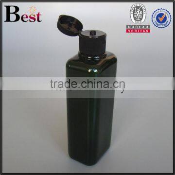 2017 Hot New Products Cosmetic Round Shoulder Beard Oil Lotion Dark Green 200ml Rectangle Plastic Shampoo Bottle Flip Top Cap photo-4