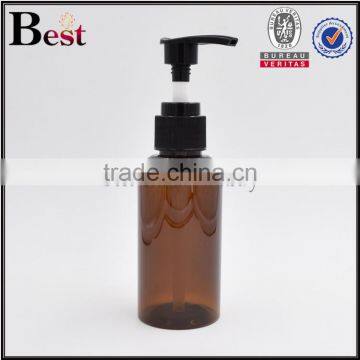 2017 Hot New Products Cosmetic Oblique Shoulder Beard Oil Lotion Pump Amber PET 100ml Plastic Bottle for Oil photo-2