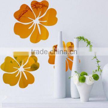 Latest Decorative Custom Wall Sticker , Sitting Room 3D Flower Mirror Wall Stickers photo-6