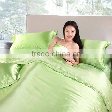 Hot Sale!! Classic Silk Satin Plain Green Blue Black Golden Bedding Set Duvet Cover Set Bedclothes Bed Sheet Set. photo-2