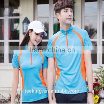 Custom color combination zipper collar couple polo shirt