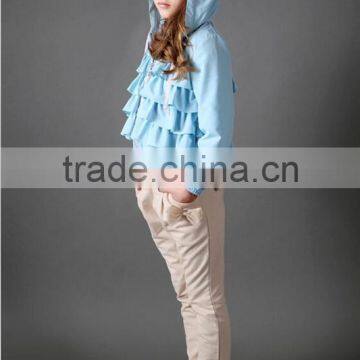 youthful girl's cotton ruffle hoodie jacket