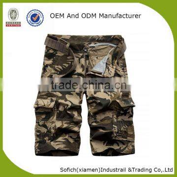 Cargo shorts men half pants with belts for mens