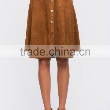 2015 new fashion Button Down Suede Skirt for ladies 51041#