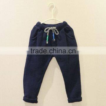 Spring Autumn Winter Children Linen/cotton Trousers Casual Pants Warm Elastic Waist Pants photo-2