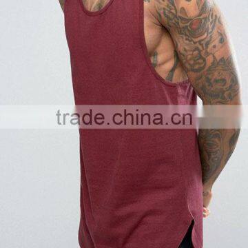 High Quality New Design Custom Dark Red Color Gym Wear Comfortable 100% Cotton Fashion Men's Sport Vest photo-3