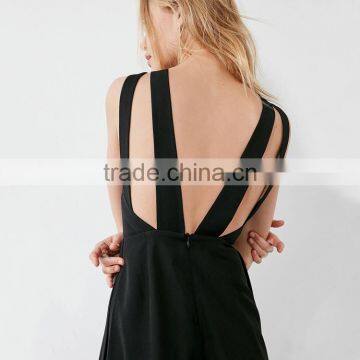 HAODUOYI Sexy Women Wide Leg Jumpsuit Cross Split Backless Ladies Pants Hollow Out Round Neck Sleeveless Jumpsuit for Wholesale photo-4