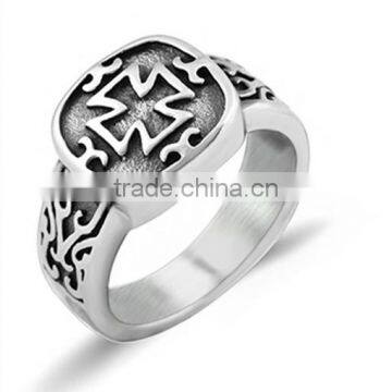 Custom Gay Mens Ring Cross 316L Stainless Steel Ring Silver Ring For Men