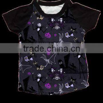 2017 New fabric wholesale children's boutique clothing Halloween boy's raglan tops