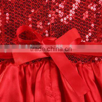 Newest Christmas Red Tulle Sequin Frocks Baby Girls Red Dresses photo-3