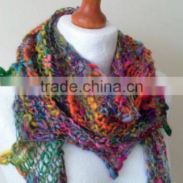 Funky Handknit Scarf - Knit Scarf - Handspun Scarf - Scarf - Bohemian - Fairy - Romantic - Hippie - Colourful Scarf photo-6