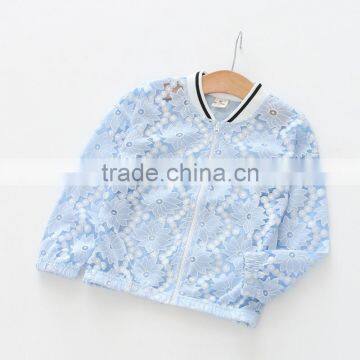 Summer Solid Color Zipper Lace Cotton Girls Jacket photo-4
